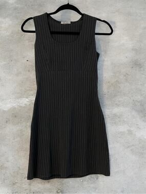 Women’s Black Pinstripe Sleeveless A-Line Dress